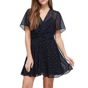 Free People FP Movement Boho Twist Front Mini Dress with Bell Short Sleeves